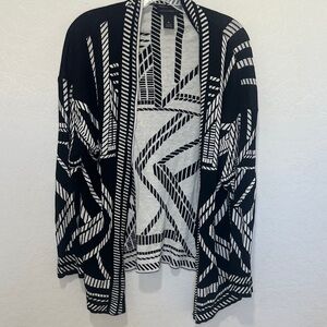 Investments Monochrome Striped geometric Sweater Womens xl cardigan cotton blend